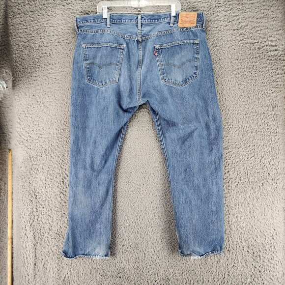 Levis Jeans Mens 44x30 501 Blue High Rise Button Fly Classic Straight *Read* - Picture 1 of 16